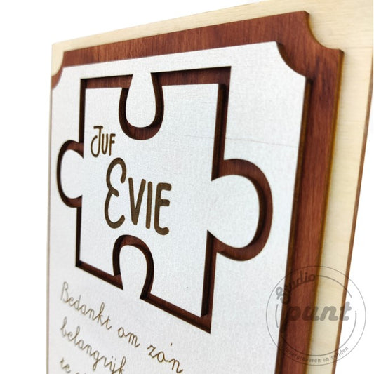 Puzzelpaneel met naam en boodschap