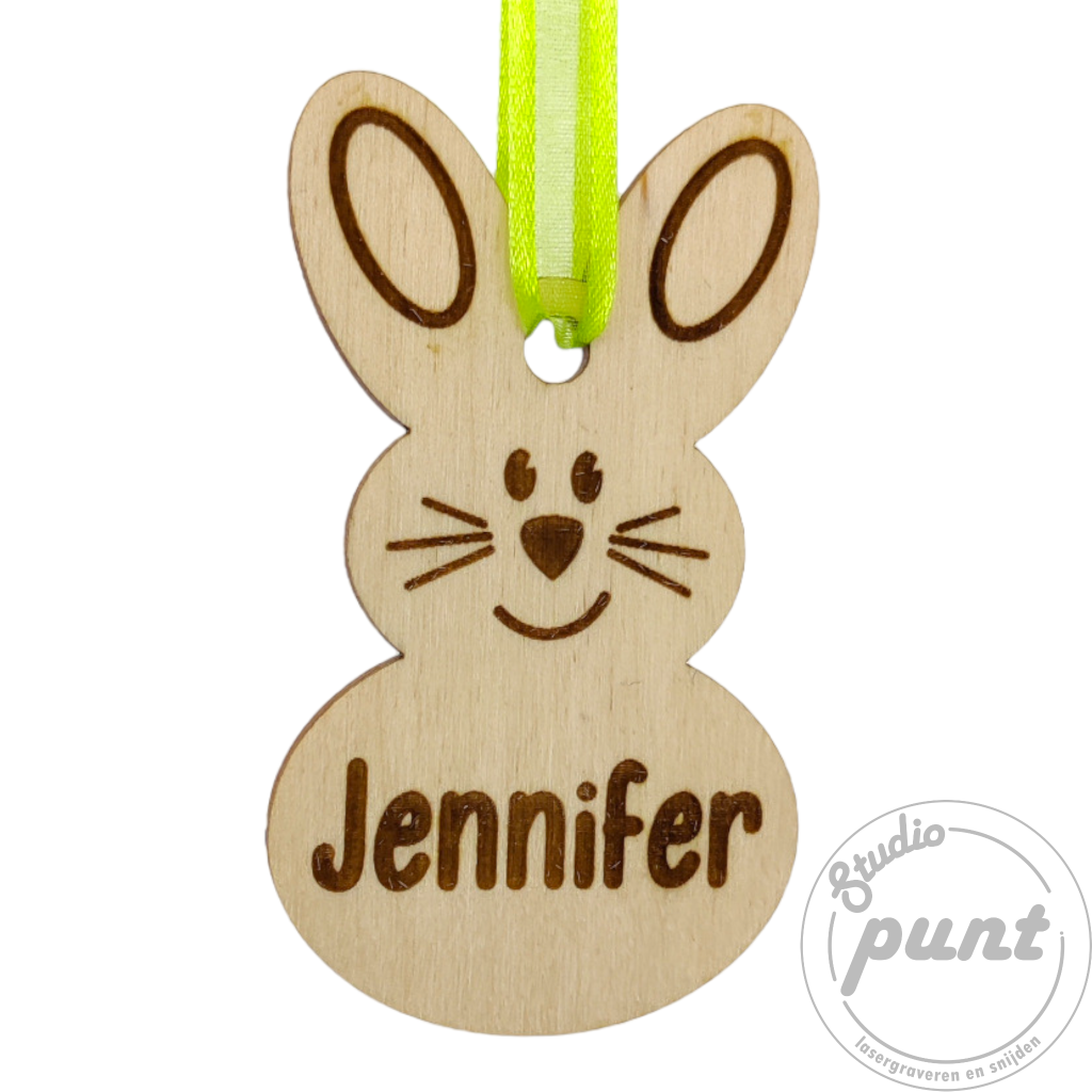 Pasen hanger bunny snoetje personaliseerbaar voor paasdecoratie