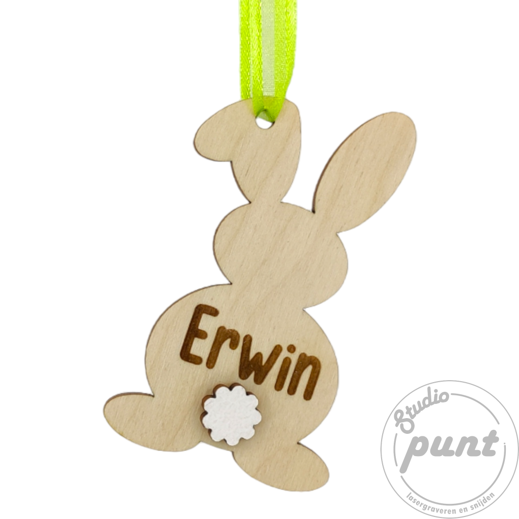 Pasen hanger bunny staartje personaliseerbaar voor paasdecoratie