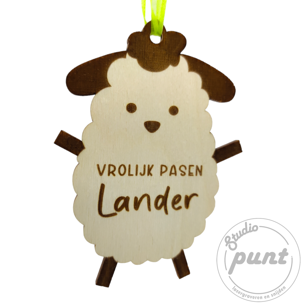 Gepersonaliseerde houten pasen funny schaap hanger - Studio Punt