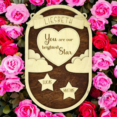 Sterrenpaneel Brightest Star met namen gezin - vaderdagcadeau muurdecoratie - Studio Punt