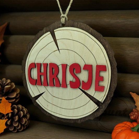 Naambord boomstronk personaliseerbaar