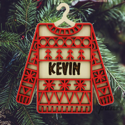 Kerstornament Ugly Sweater personaliseerbaar